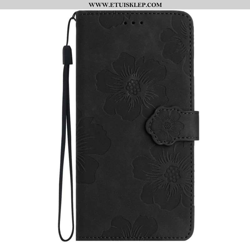 Etui Folio do iPhone 15 Nadruk Kwiatowy